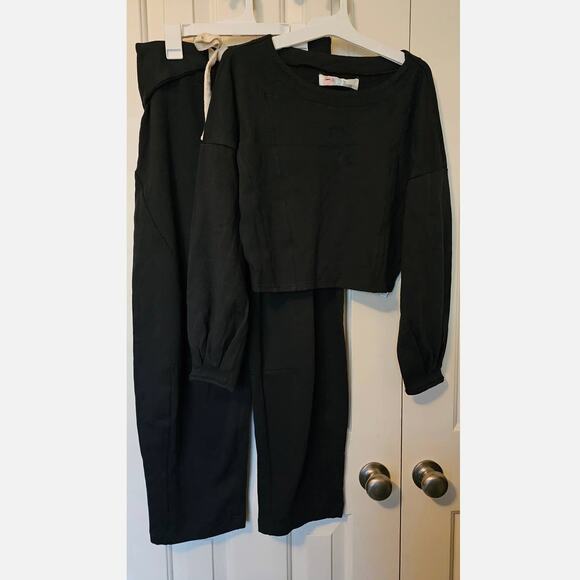 New Free People Sunset Pier Crop Top and Pants Set FP BEACH  $118 X-SMALL BLACK - Picture 5 of 6